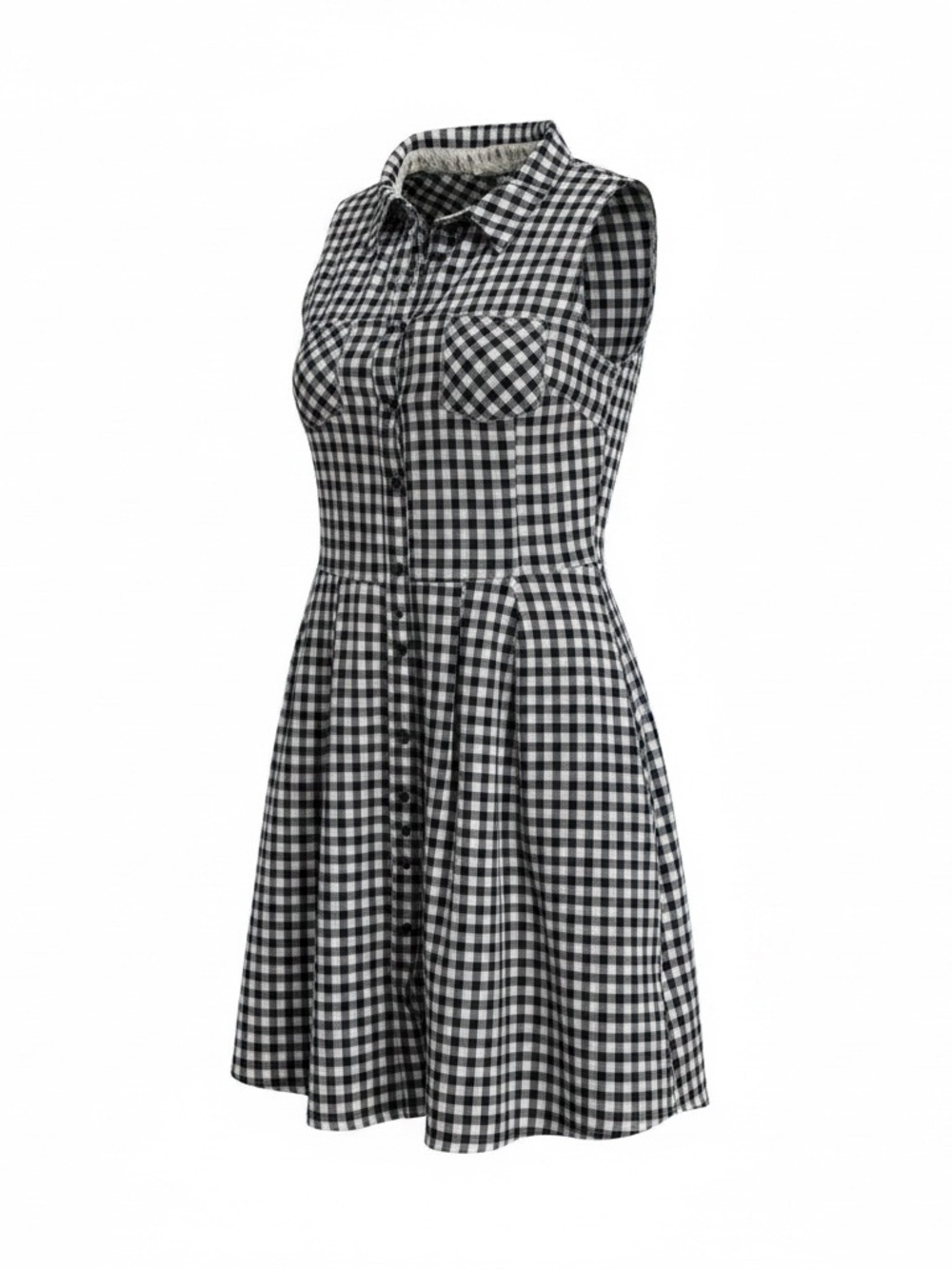 Hem & Thread Navy and White Gingham Dress with Collar